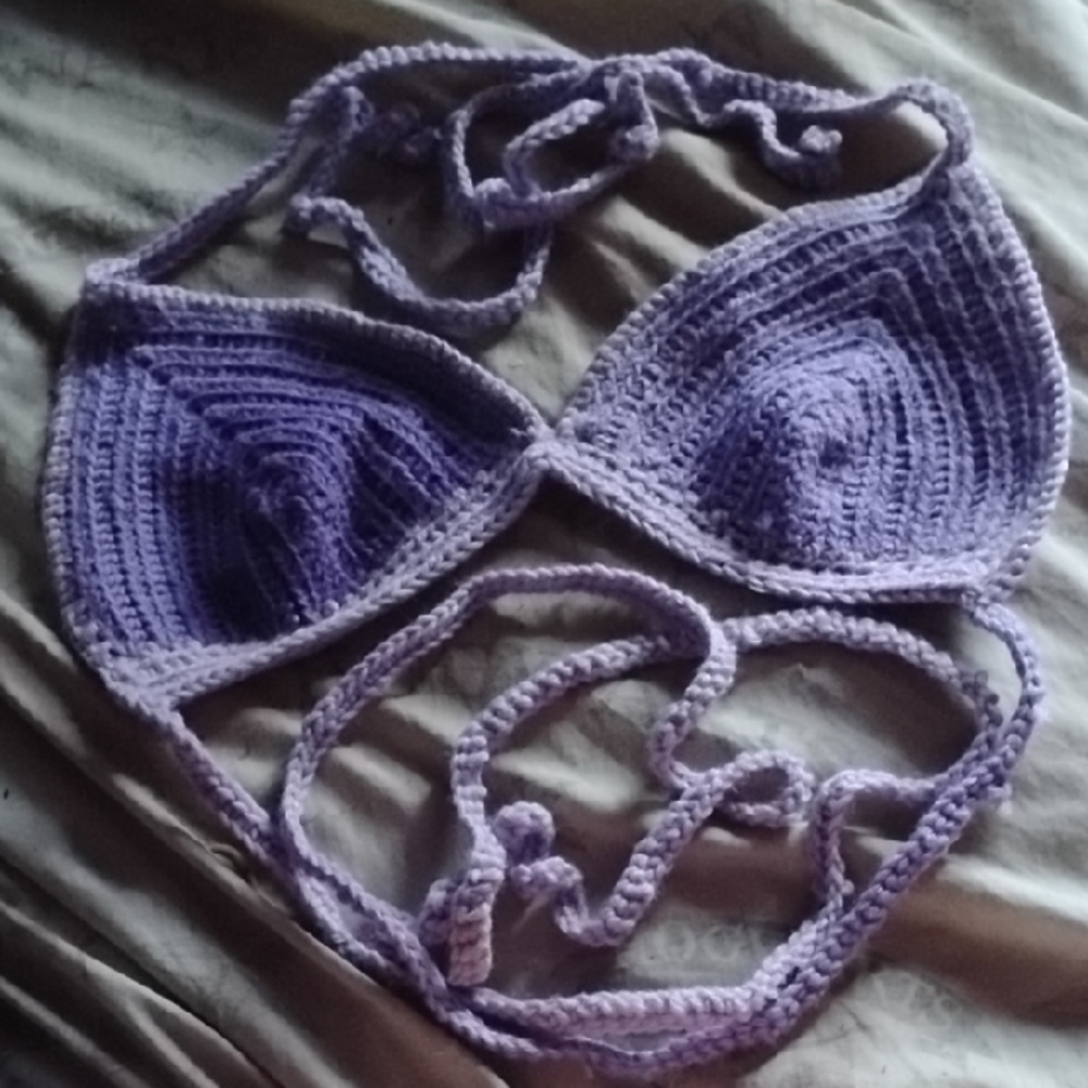Purple Crochet Bikini Top